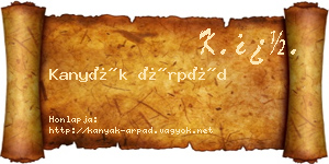 Kanyák Árpád névjegykártya